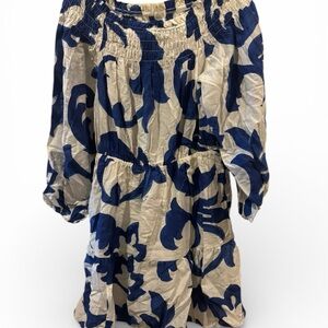 H&M Blue and White Midi Dress